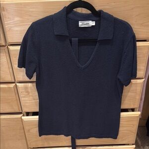 Short-Sleeve Navy V-Neck Polo Tee